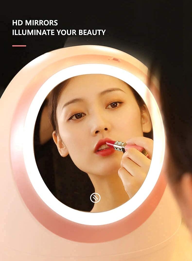 AIWANTO Portable Makeup Organizer with LED Light Mirror – USB Rechargeable Cosmetic Storage Box with Touch Sensor, 3 Drawers & Large Inner Compartment - Image 3