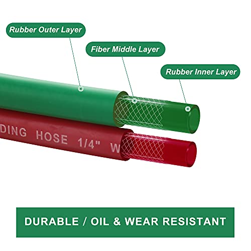 Hromee Oxygen Acetylene Hose 1/4-Inch × 25 Feet with 9/16”-18 B fittings Welding Cutting Torch Twin Hose - Image 4