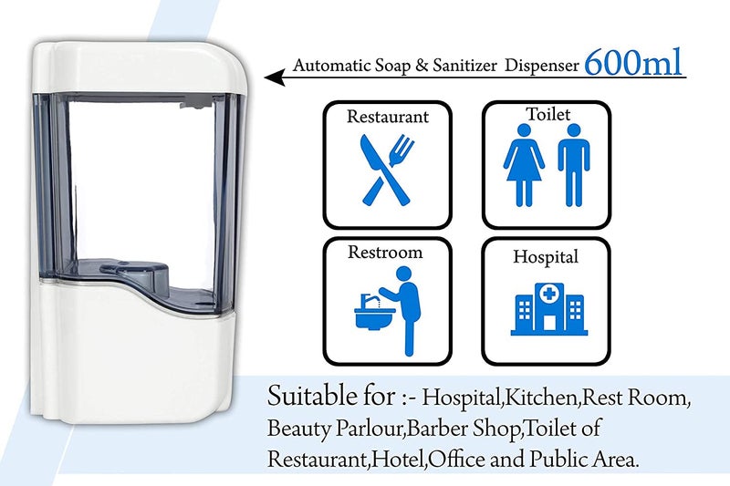 Grob ESense PRO Wall Mount Auto TouchFree Liquid Dispenser 700ml Liquid Soap Dispenser for Hospital Hotel Office Home Dual Liquid Gel Dispenser with Infrared Motion Sensor Smart Living Products - Image 5