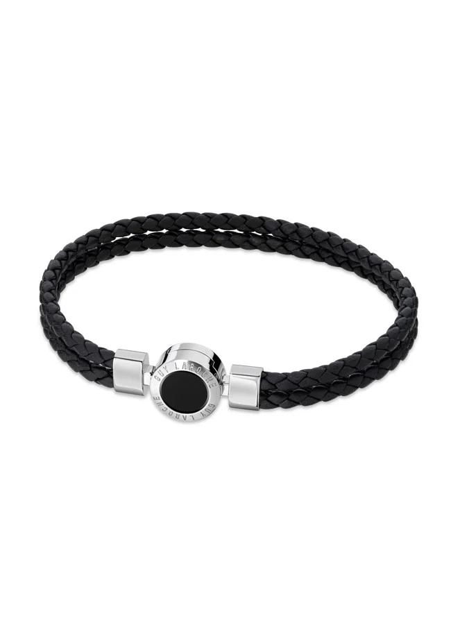 غاي لاروش Olivier Black Leather Bracelet for Men