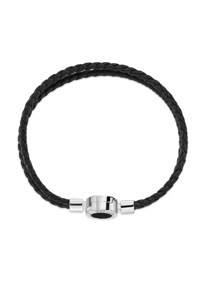 Guy Laroche Olivier Black Leather Bracelet for Men