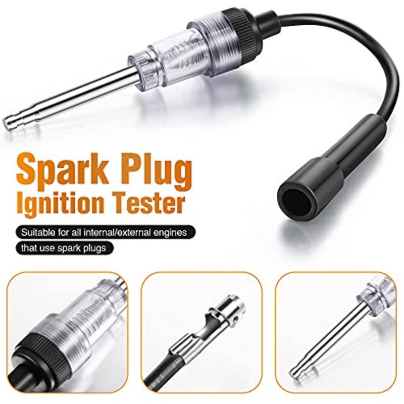9 Pieces Automotive Compression Tester Kit and Spark Plug Tester, Universal Car and Motorcycle Engine Testing Tools for Cylinder Pressure Gauge - Image 2