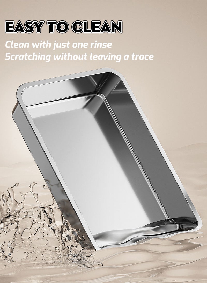 Large Fully Enclosed Stainless Steel Cat Litter Box with Litter Scoop Cat Toilet Cat Litter Tray High Wall Side Shell Non-Sticky Anti Splashing and Easy Clean 60*41*38cm - Image 3