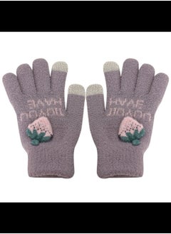 Generic Women girly strawberry mobile screen touch fingers winter wool gloves  - Image 5