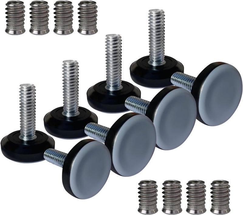 Twig 5/16" Thread Furniture/Table/Chair/Bar Stool Feet Levelers Screw On for Wood Leg Leveling Glides,5/16-18 Threaded Adjustable Foot Pads Screws in with Inserts (8 Pcs/Package) - Image 1