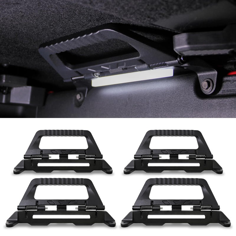 Front Rear Grab Handles with LED Lights Compatible with Ford Bronco 4 Door 2025 2024 2023 2022 2021 Aluminum Grip Handle Dome Lamp Interior Accessories