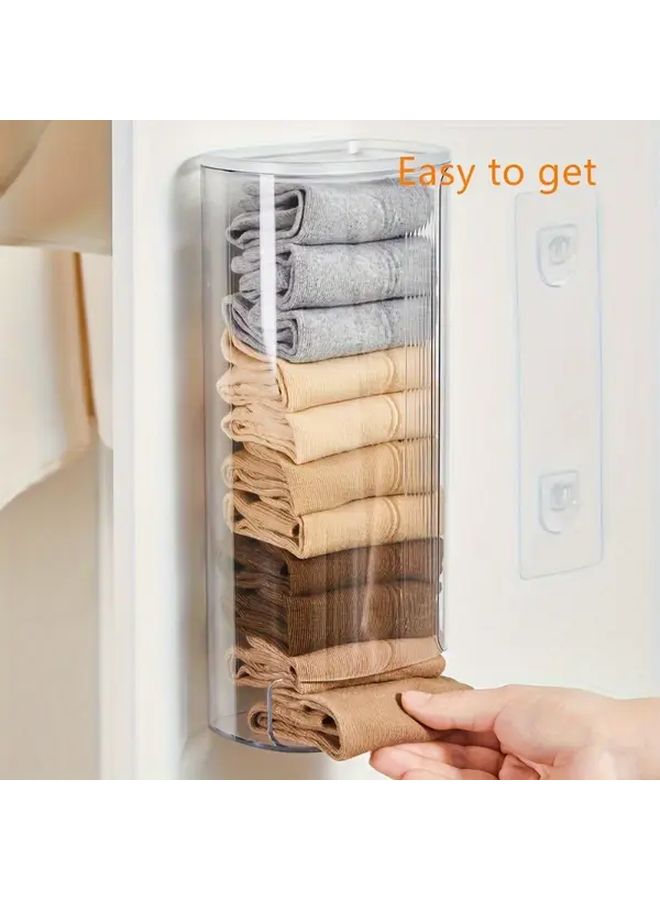 Wall Mounted Cabinet Storage Box With Clear Doors Transparent Plastic Multi Tier Organizer With Hanging Shelves And Top Bottom Storage For Bras Socks Underwear Space Saving Modern Wardrobe Organizer Easy Installation No Drilling Required For Bedroom Bathroom Dressing Room Closet Drawers Clothes Storage And Organization - Image 2