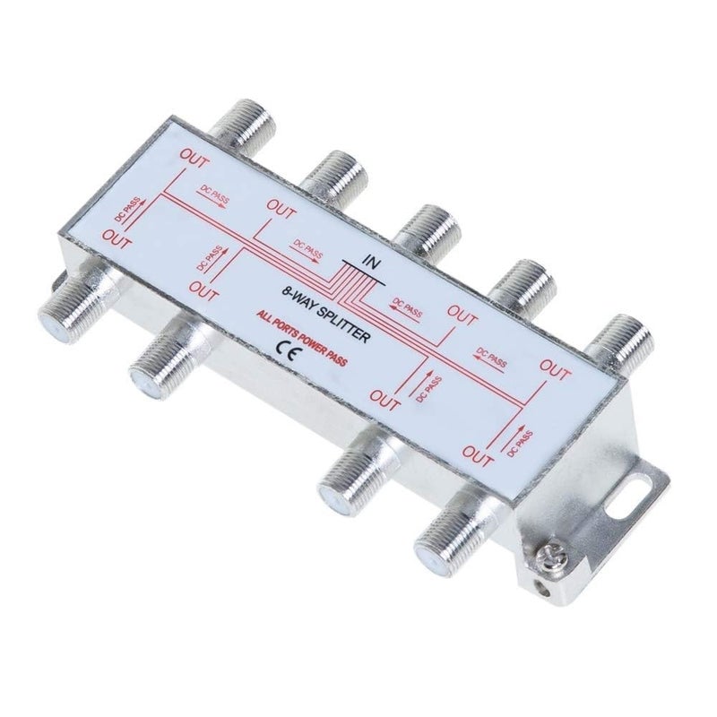 Monoprice PREMIUM 8-Way Coax Cable Splitter F-Type Screw for Video VCR Cable TV Antenna (110017) - Image 1