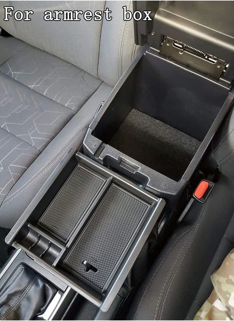Excefore - Center Console Accessory Organizer Compatible with Toyota Tacoma 2016 2017 2018 2019 2020 2021 2022, ABS Material Armrest Box Insert Tray (Black Trim) - Image 1