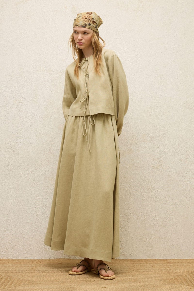 Manuka Loose Cut Linen Skirt Sage  - Image 4