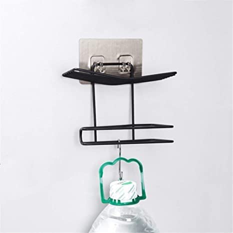 Kienlix Toilet Paper Holder Shelf Tissue Roll Towel Storage Rack Adhesive Mobile Phone Dispenser Hanger Organizer Bathroom Art-Black - Image 3