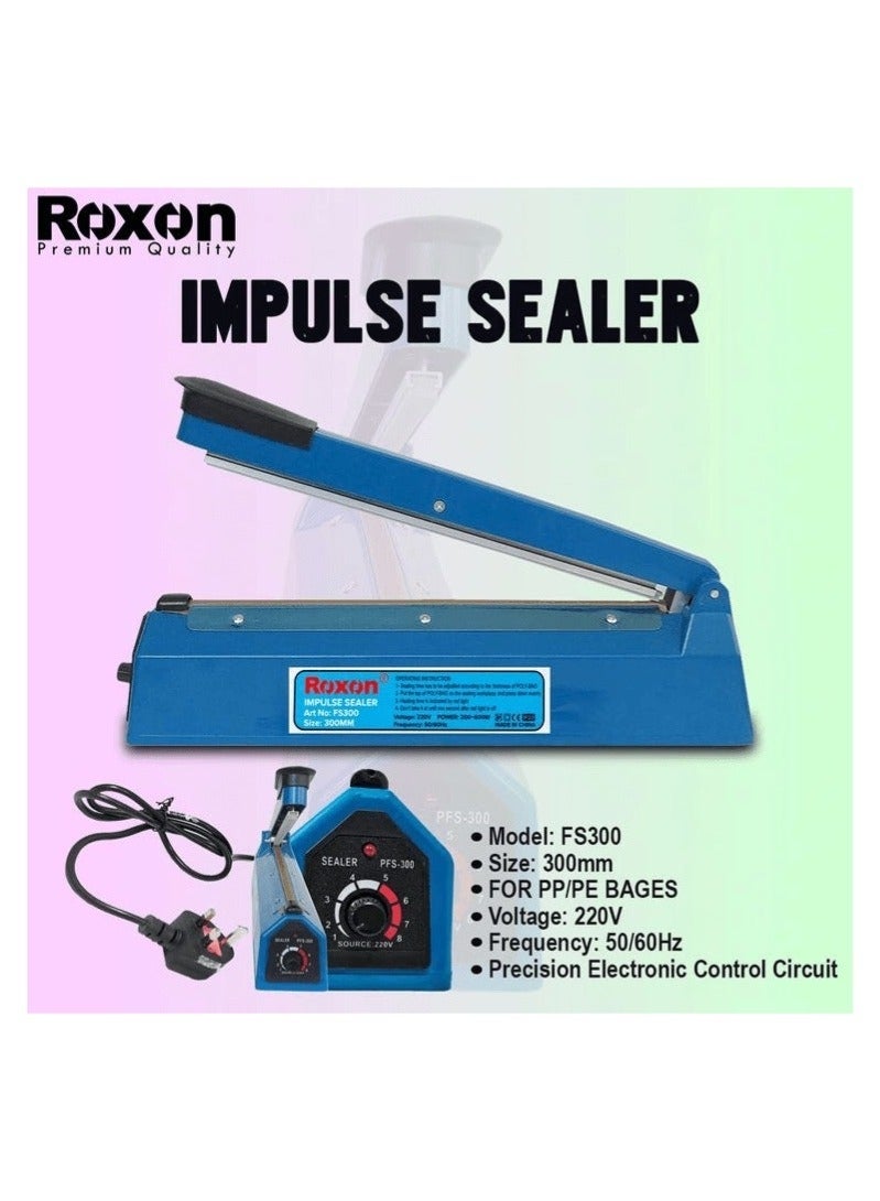 Roxon FS300 Vacuum Impulse Sealer – 300mm Heat Sealing Machine for Plastic Bags & Food Packaging | 200-600W, 220V, 50/60Hz | Durable Hot Sealer for Kitchen, Retail & Industrial Use - Image 3