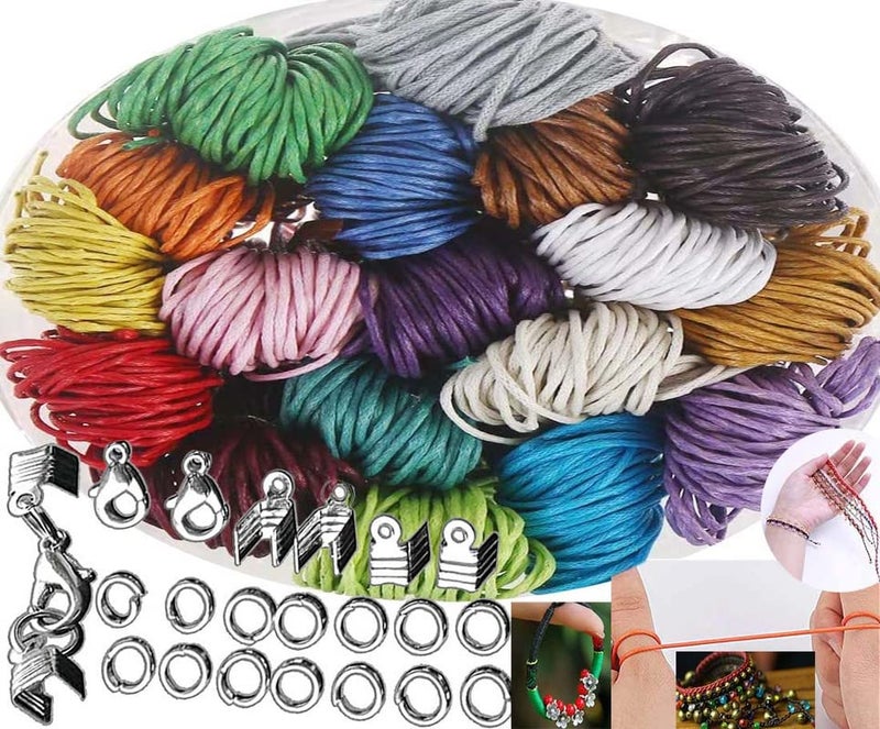 DIY Crafts 12 mtr, Random, Colors 1-120 Yards Waxed Polyester Cord Thread Beading String for Bracelet Necklace Jewelry DIY Craft Making (12 mtr, Random) - Image 1
