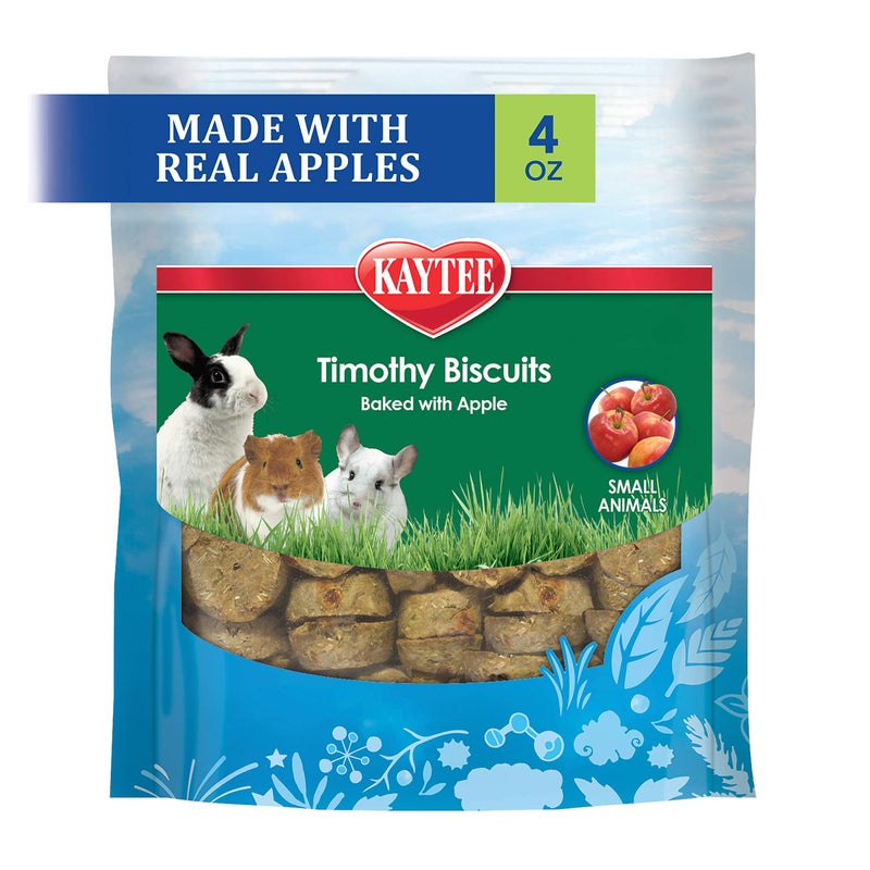 Kaytee Timothy Biscuits Baked Treat for Pet Guinea Pigs, Rabbits & Other Small Animals, Apple, 4 oz - Image 1