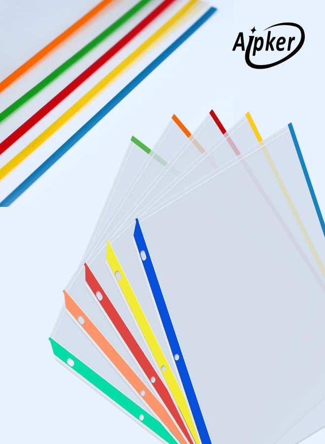 Aipker Sheet Protectors, Aipker Plastic Page Protectors for 3 Ring Binder, Heavy Duty 8.5 x 11 Paper Sheet Protector, Clear Binder Sleeves, Color Edge Document Protector for Office School (40 Pack) - Image 3