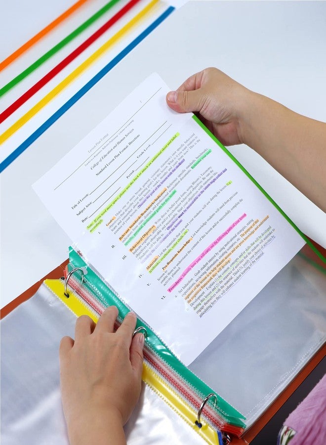 Aipker Sheet Protectors, Aipker Plastic Page Protectors for 3 Ring Binder, Heavy Duty 8.5 x 11 Paper Sheet Protector, Clear Binder Sleeves, Color Edge Document Protector for Office School (40 Pack) - Image 5