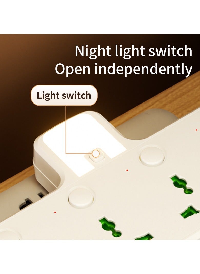 general UK standard converter socket travel adapter universal converter with night light includes Type-C and USB charging ports - Image 3