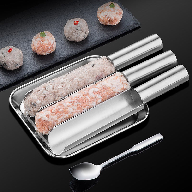 أداة صنع الكرات اللحمية Spot Meatball Maker من الفولاذ المقاوم للصدئ 304 قالب الكرات اللحمية والكرات السمكية قالب الكرات المحار والكروكيت (ملعقة مفك كرات لحمية ثلاثية) - Image 4