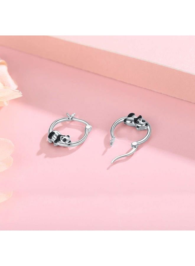 JUSTKIDSTOY Hypoallergenic Panda/Unicorn/Hummingbird/Dolphin Hoop Earrings for Women 925 Sterling Silver Animal Huggie Hoop Earrings Jewelry Gifts for Sensitive Ears, Cubic Zirconia, Cubic Zirconia - Image 3