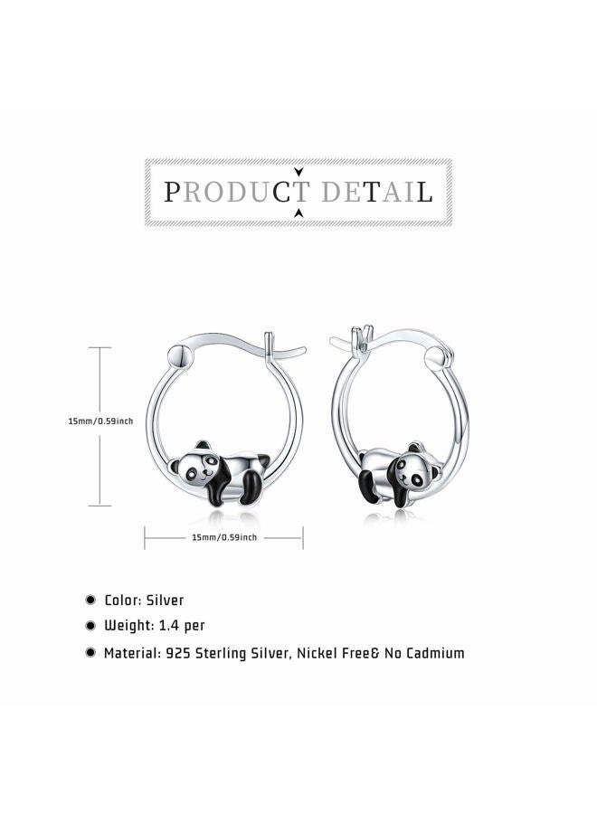 JUSTKIDSTOY Hypoallergenic Panda/Unicorn/Hummingbird/Dolphin Hoop Earrings for Women 925 Sterling Silver Animal Huggie Hoop Earrings Jewelry Gifts for Sensitive Ears, Cubic Zirconia, Cubic Zirconia - Image 5