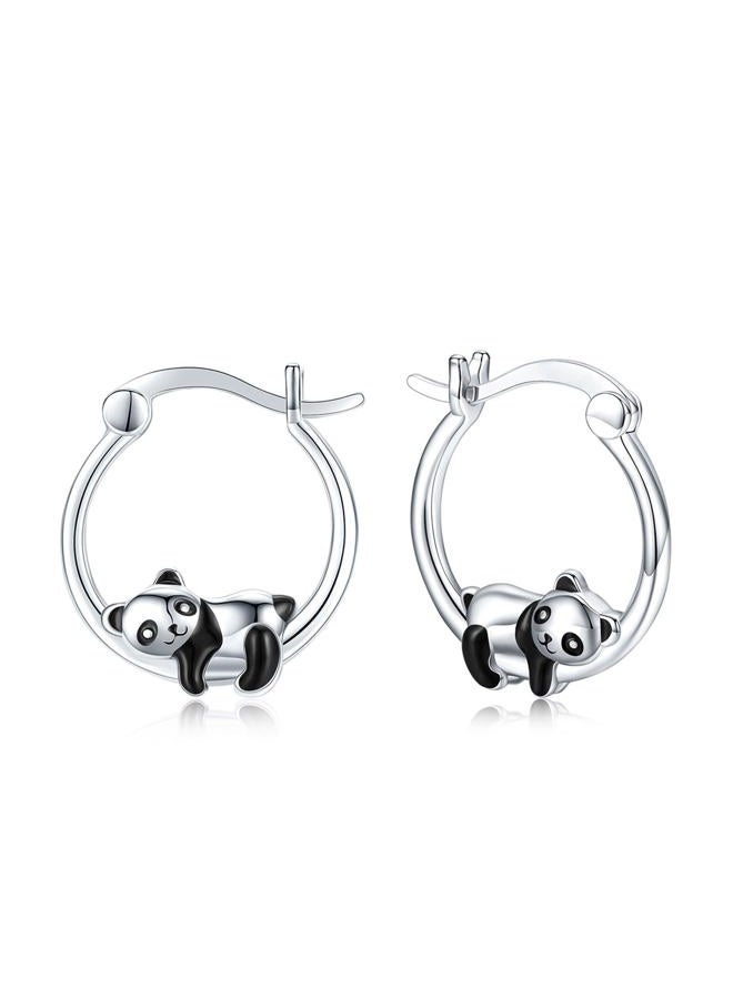 JUSTKIDSTOY Hypoallergenic Panda/Unicorn/Hummingbird/Dolphin Hoop Earrings for Women 925 Sterling Silver Animal Huggie Hoop Earrings Jewelry Gifts for Sensitive Ears, Cubic Zirconia, Cubic Zirconia - Image 1