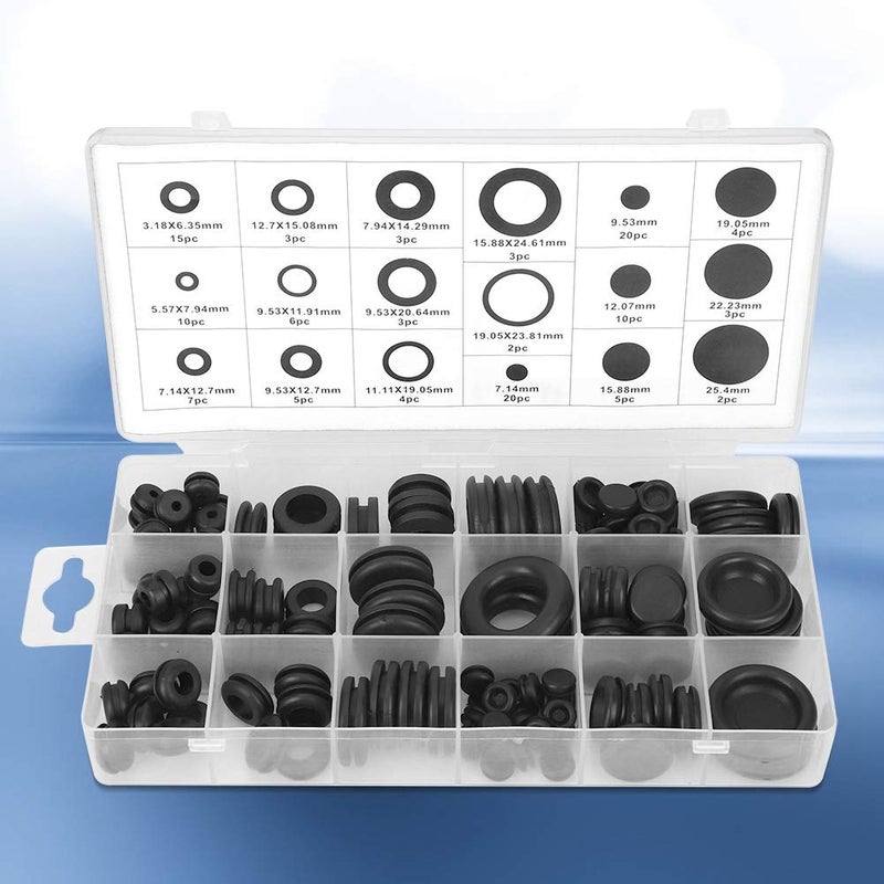 125Pcs Rubber Grommet Assortment Kit Electrical Wire Gasket Washer Seal Set - Image 4