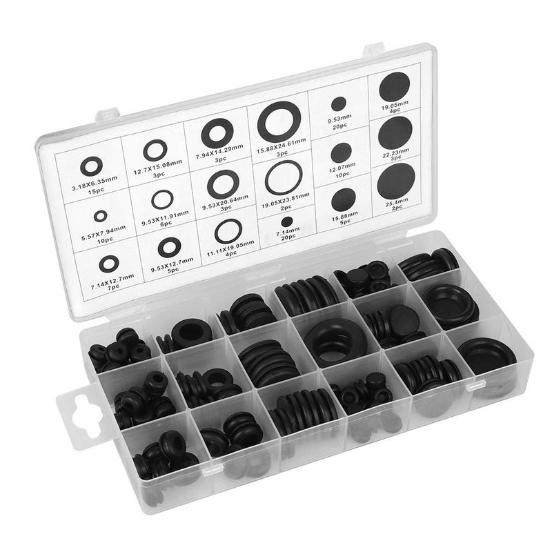 125Pcs Rubber Grommet Assortment Kit Electrical Wire Gasket Washer Seal Set - Image 3