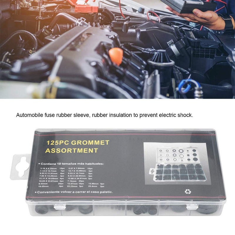 125Pcs Rubber Grommet Assortment Kit Electrical Wire Gasket Washer Seal Set - Image 5