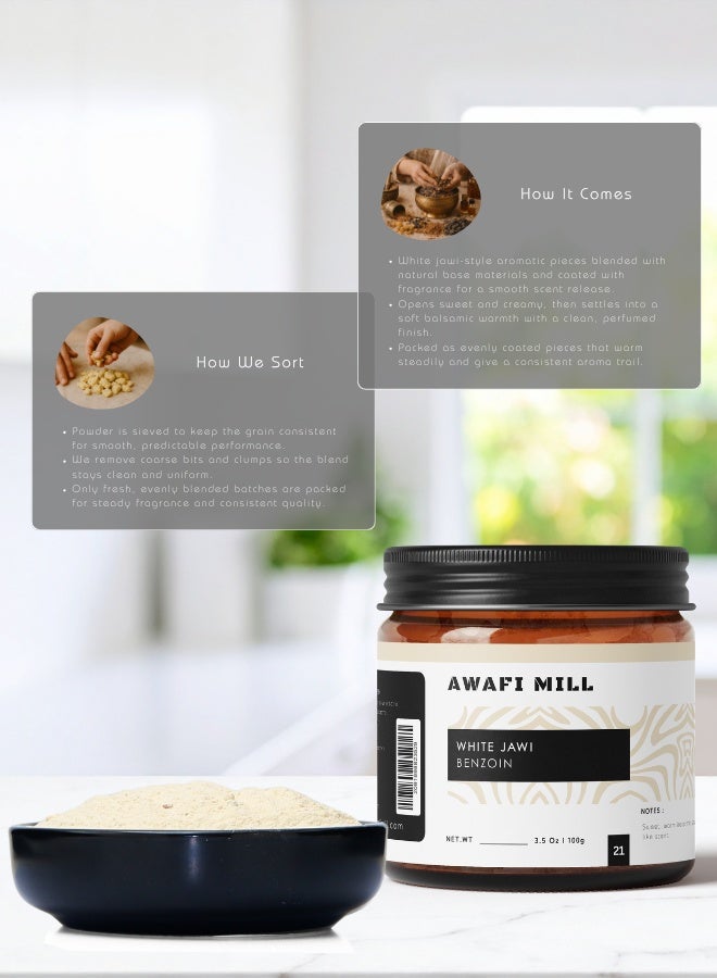 AWAFI MILL White Jawi (Benzoin) Powder | Luban Jawi 100g (3.5 Oz) - Pack of 5 | Loose Powder - Image 4
