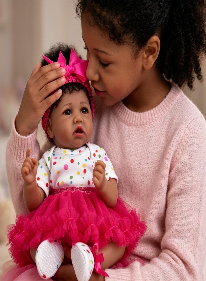 EKOKIZ Reborn Baby Dolls Girl-20- Inch Soft Skin Realistic Baby Doll Cloth Body African American Realistic Girl Doll Newborn Baby Girl That Look Real Fake Baby Dolls Best Toy for Kids Age 3+ - Image 3