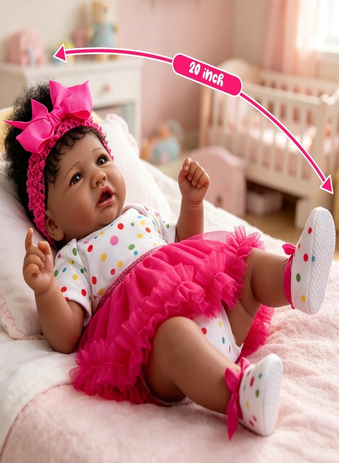 EKOKIZ Reborn Baby Dolls Girl-20- Inch Soft Skin Realistic Baby Doll Cloth Body African American Realistic Girl Doll Newborn Baby Girl That Look Real Fake Baby Dolls Best Toy for Kids Age 3+ - Image 4
