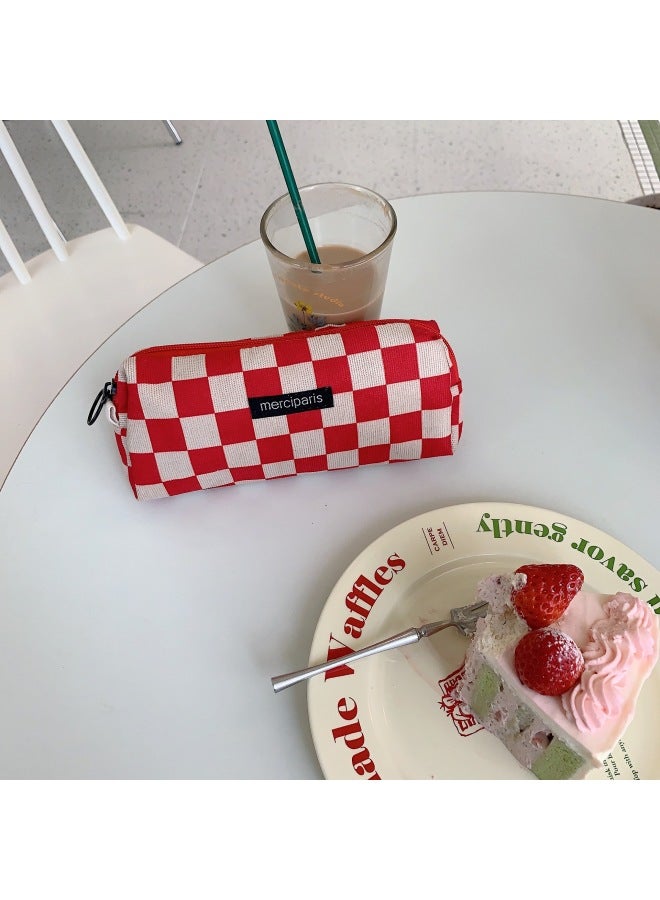 11271 Korean-style Corduroy Vintage Artistic Pencil Case Ins Japanese Student Canvas Cosmetic Bag Storage And Finishing Bag-Color:Red Mig - Image 1