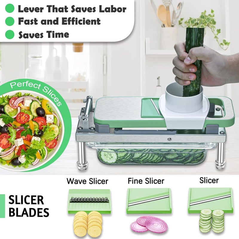 IPOVIPO Stainless steel Vegetable Chopper, Veggie Chopper With 8 Blades, Onion Dicer with Container, Food Cutter & Grater Mandoline Slicer - Image 3