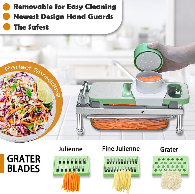 IPOVIPO Stainless steel Vegetable Chopper, Veggie Chopper With 8 Blades, Onion Dicer with Container, Food Cutter & Grater Mandoline Slicer - Image 4