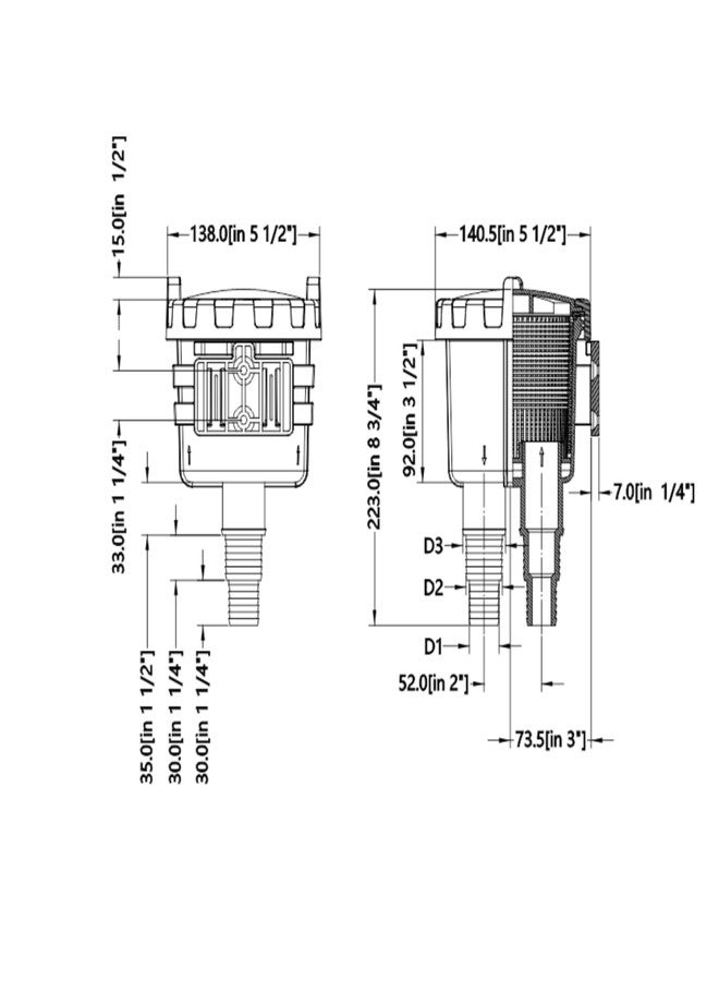 سيفلو فلتر/مصفاة مياه البحر الخام من SEAFLO لأحجام الخراطيم 1/2 بوصة أو 5/8 بوصة أو 3/4 بوصة - Image 5