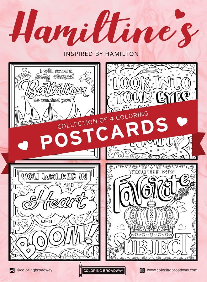 Coloring Broadway - Hamilton Inspired Broadway Postcards (Set of 4), Hamiltine’s Musical Merchandise, Printed on Matte Card Stock (5” x 7”), Ideal Gift for a Broadway Theater Lover - Image 1