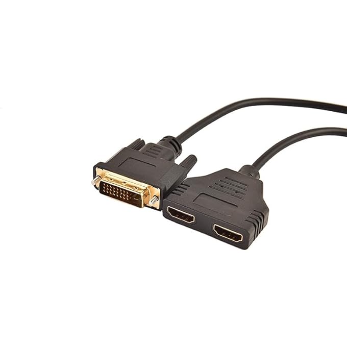 rayihni DVI TO HDMI ADAPTER, DVI-D (24+1) MALE TO 2X HDMI FEMALE 19-PIN SPLITTER ADAPTER HDMI CABLE, HIGH SPEED ADAPTER CABLE FOR HDTV, FULL HD 1080P, TV, PROJECTOR, PC - Image 3