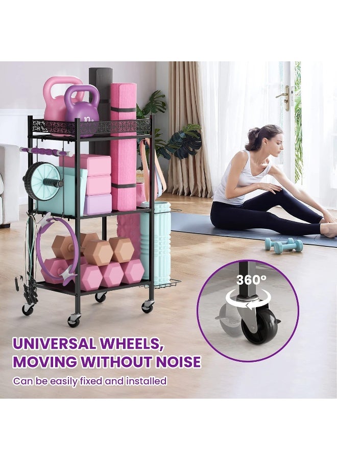 VOPEAK Yoga Mat Storage Rack, Home Gym Storage Rack Yoga Mat Holder, Workout Storage for Yoga Mat, Foam Roller, Gym Organizer Gym Equipment Storage for Home Exercise and Fitness Gear (Metal) - Image 3