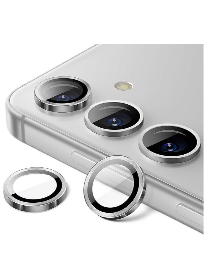 Camera Lens Protector for Samsung Galaxy S25, 9H Tempered Glass Metal Individual Ring Cover, Easy Installation Tray, HD Clear, 1 Set (Sliver) - Image 1