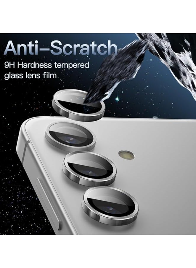 Camera Lens Protector for Samsung Galaxy S25, 9H Tempered Glass Metal Individual Ring Cover, Easy Installation Tray, HD Clear, 1 Set (Sliver) - Image 4