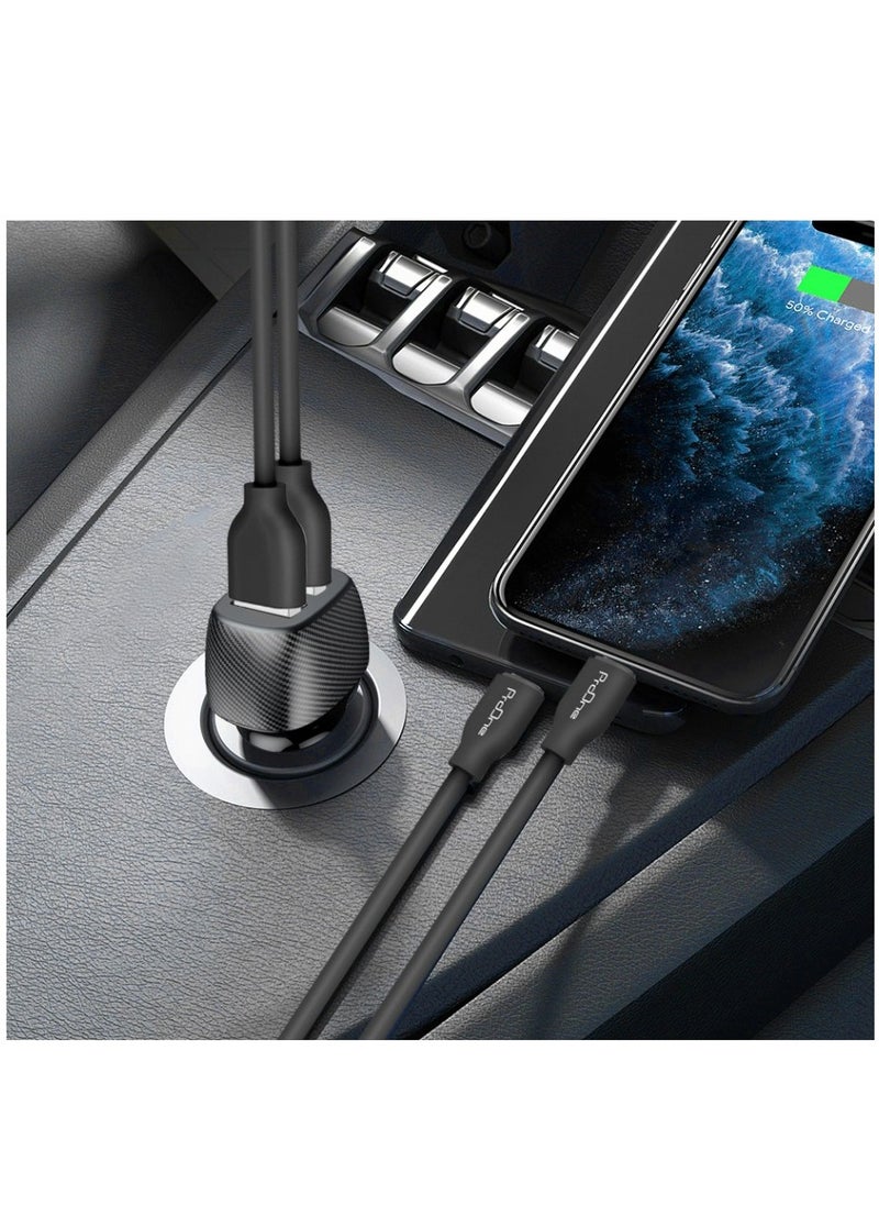 ProOne - ProOne Mini 24W Dual USB Car Charger – Alloy Car Adapter with Blue LED, 5V-2.4A Output, Ultra-Compact Design, Compatible with iPhone 12/12 Pro/11/11 Pro/XR/Xs/Max/X, iPad Pro/Air 2/Mini, Galaxy - Image 1