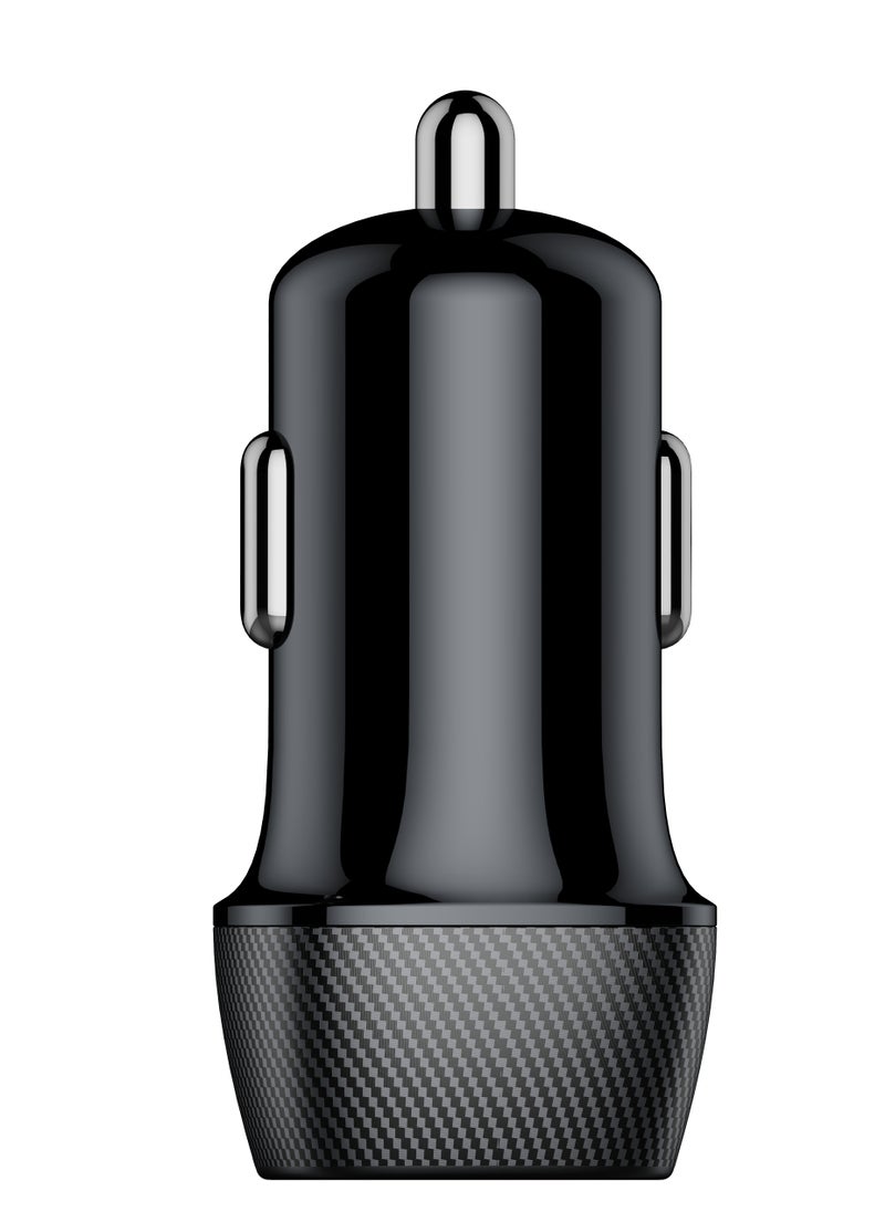 ProOne - ProOne Mini 24W Dual USB Car Charger – Alloy Car Adapter with Blue LED, 5V-2.4A Output, Ultra-Compact Design, Compatible with iPhone 12/12 Pro/11/11 Pro/XR/Xs/Max/X, iPad Pro/Air 2/Mini, Galaxy - Image 1
