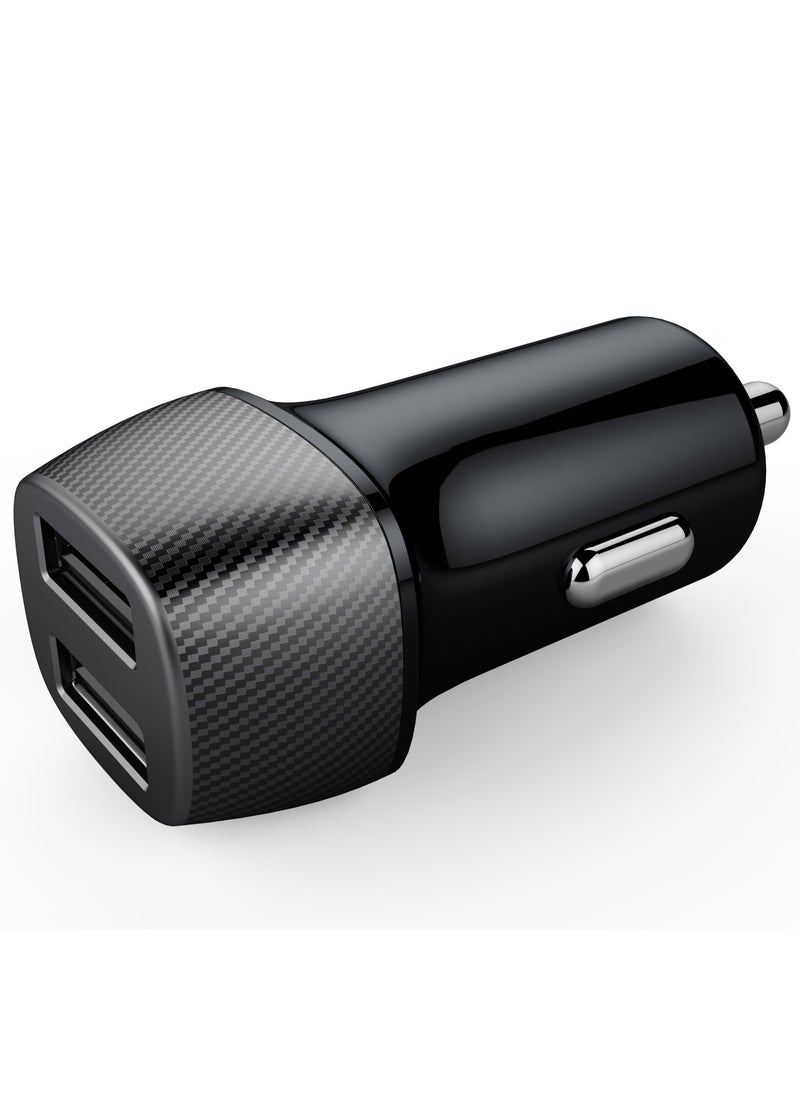 ProOne - ProOne Mini 24W Dual USB Car Charger – Alloy Car Adapter with Blue LED, 5V-2.4A Output, Ultra-Compact Design, Compatible with iPhone 12/12 Pro/11/11 Pro/XR/Xs/Max/X, iPad Pro/Air 2/Mini, Galaxy - Image 1