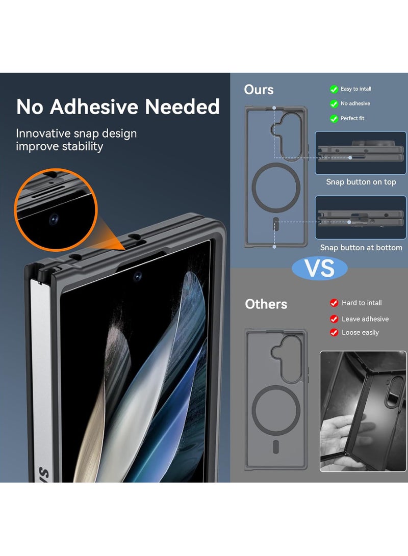 Rock Pow For Samsung Galaxy Z Fold 7 Case Magnetic,Z Fold 7 Case [Compatible with MagSafe] Translucent Matte Military Grade Drop Proof Protection Shockproof Hard PC Rugged Phone Cover - Image 4