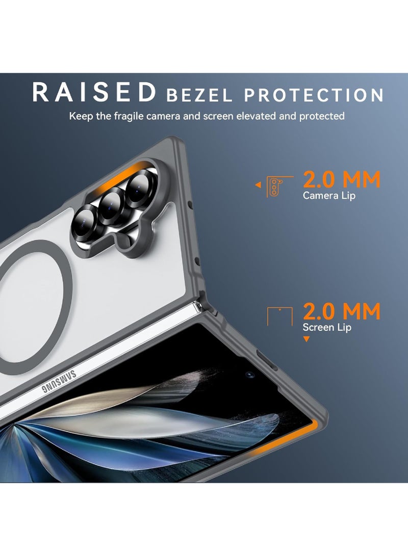 Rock Pow For Samsung Galaxy Z Fold 7 Case Magnetic,Z Fold 7 Case [Compatible with MagSafe] Translucent Matte Military Grade Drop Proof Protection Shockproof Hard PC Rugged Phone Cover - Image 5