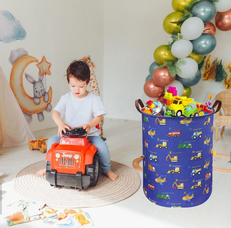 ESSME Kids Laundry Basket,Kids Hamper Collapsible Canvas Car Storage Bin for Boys Room Decor, Nursery Hamper,Gift Baskets,Toys，Home Organizer(Vehicles) - Image 5