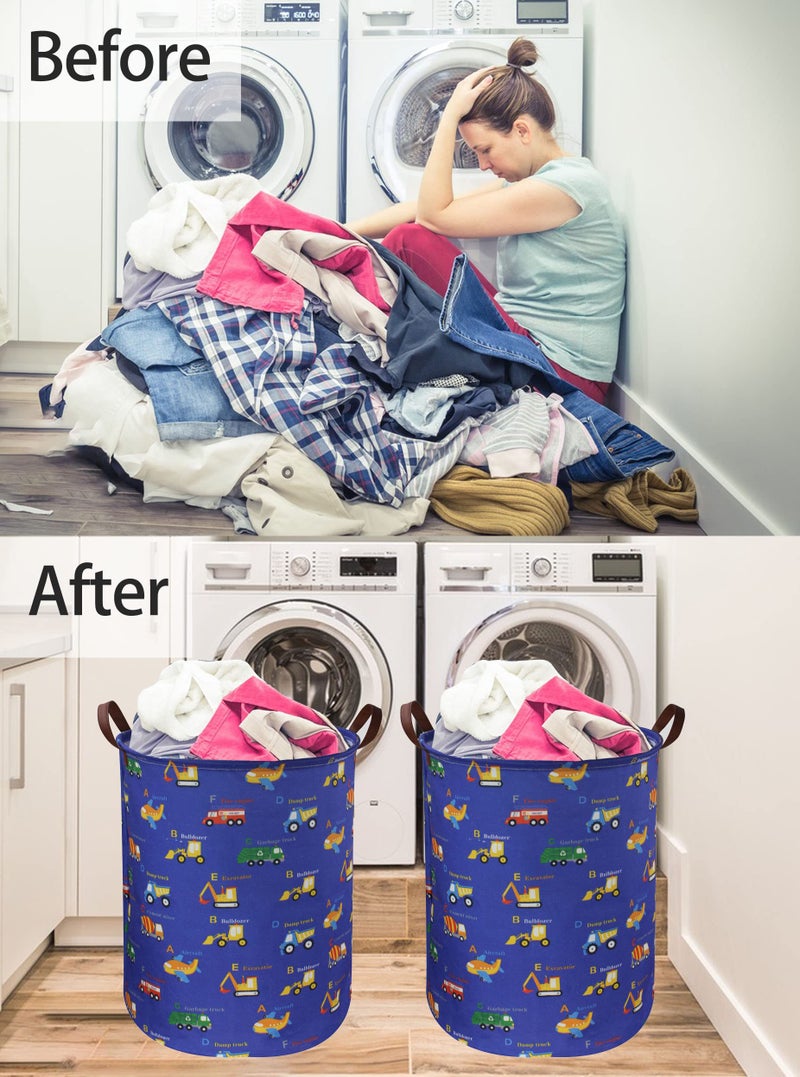 ESSME Kids Laundry Basket,Kids Hamper Collapsible Canvas Car Storage Bin for Boys Room Decor, Nursery Hamper,Gift Baskets,Toys，Home Organizer(Vehicles) - Image 4