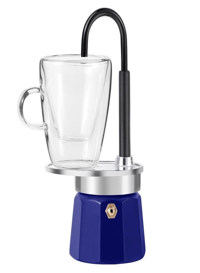 MVPLUE-Mini Express Swiss Single Tube Moka Pot Aluminum Blue，Moka Set includes One Double Wall 3oz Cup,Enjoy delicious coffee in no time - Image 1