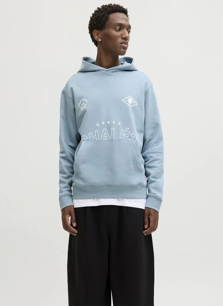Text Print Regular Fit Pullover Hoodie
