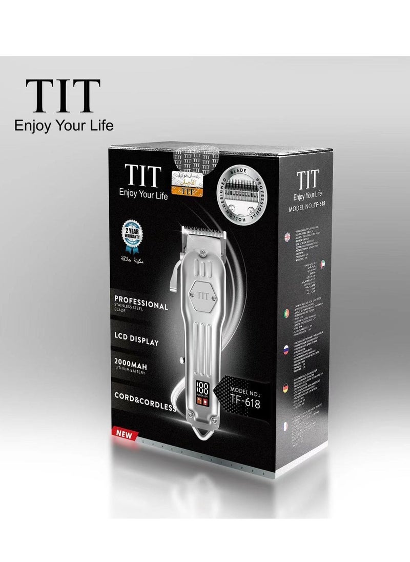 Professional Cord and Cordless Hair Clipper TF-618 Silver - pzsku/Z5FB546926172A74BE266Z/45/_/1731152026/1e88836a-3e57-4d0b-b0ac-c6a361e9ad4f